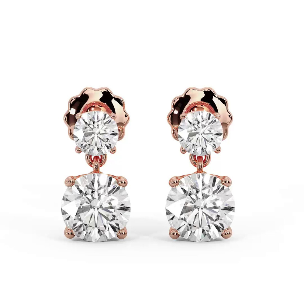 360 degree view of Two Stone Diamond Drop Earrings