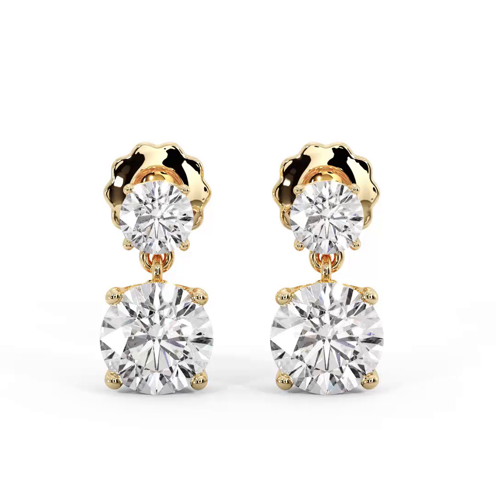 360 degree view of Two Stone Lab Diamond Drop Earrings
