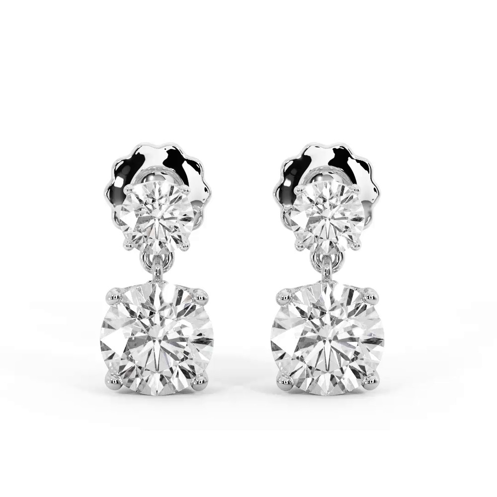 360 degree view of Two Stone Lab Diamond Drop Earrings
