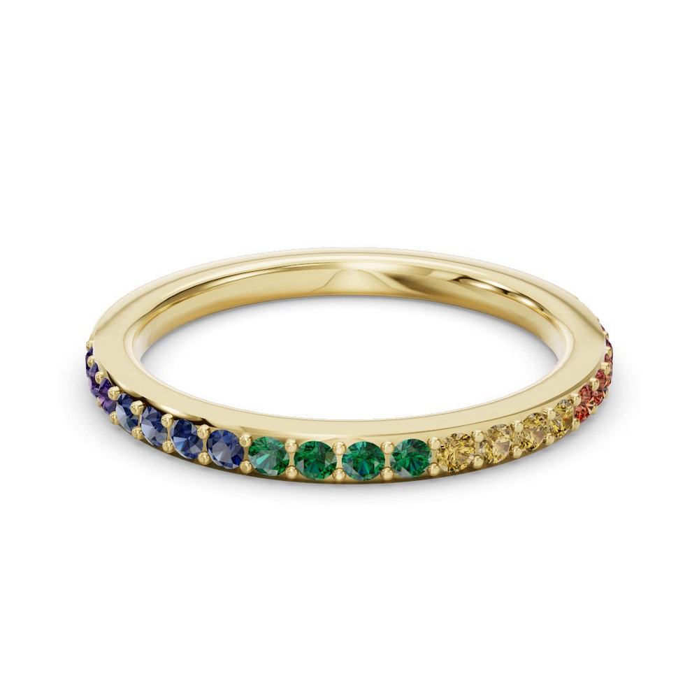 360 degree view of Rainbow Sapphire Half Eternity Band
