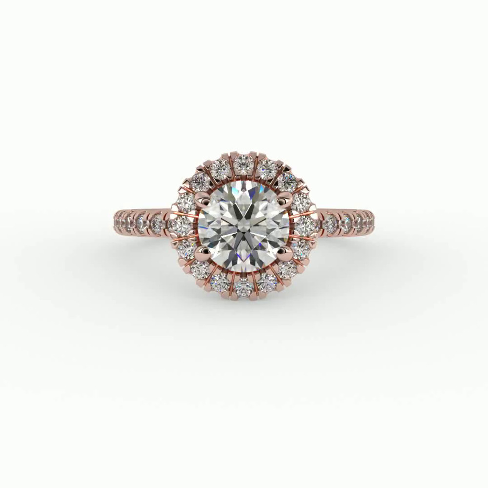 360 degree view of Chloe Single Row Halo Engagement Ring