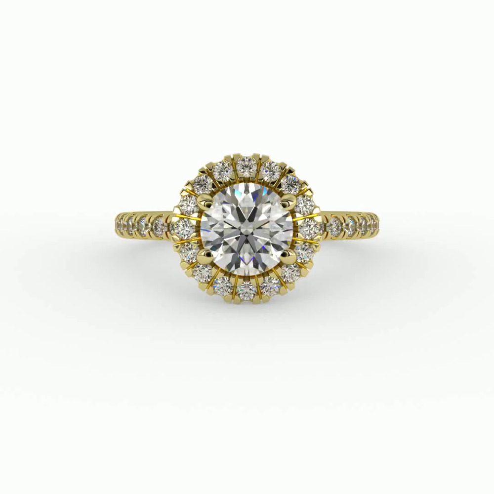 360 degree view of Chloe Single Row Halo Engagement Ring