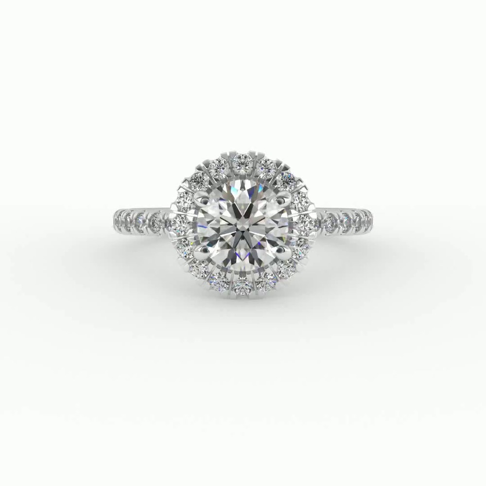 360 degree view of Chloe Single Row Halo Engagement Ring