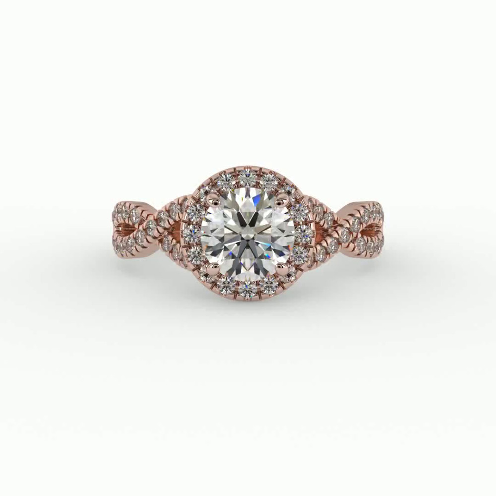 360 degree view of Zoey Twist Style Halo Engagement Ring