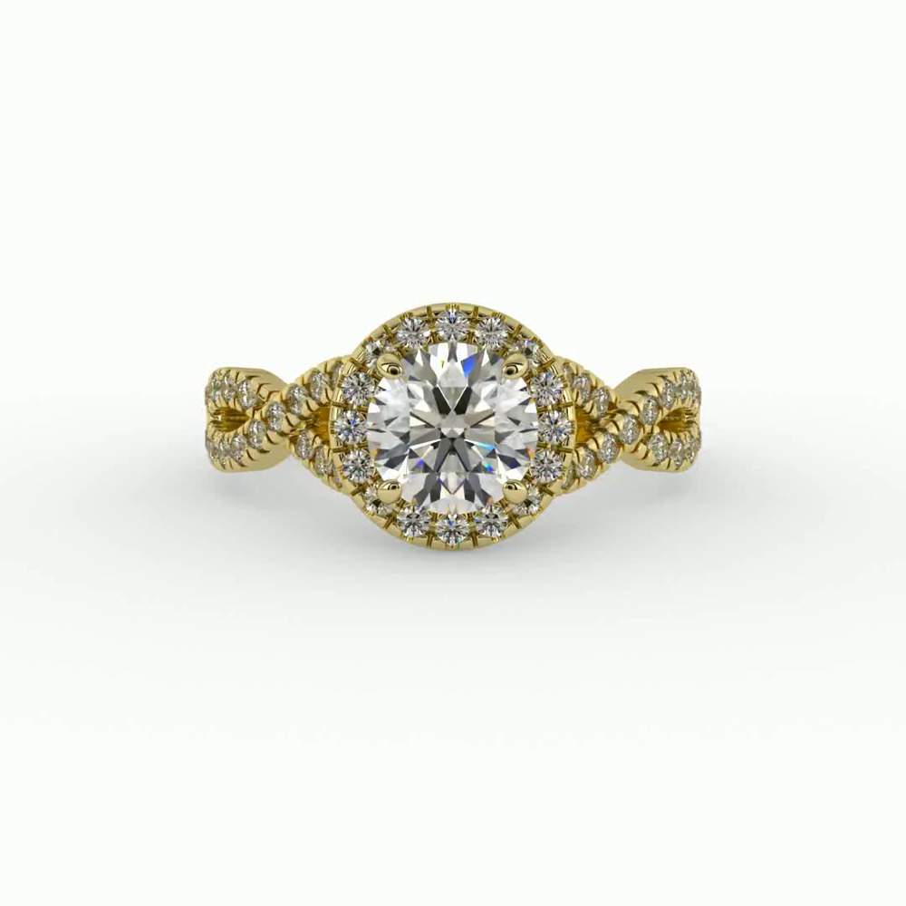 360 degree view of Zoey Twist Style Halo Engagement Ring