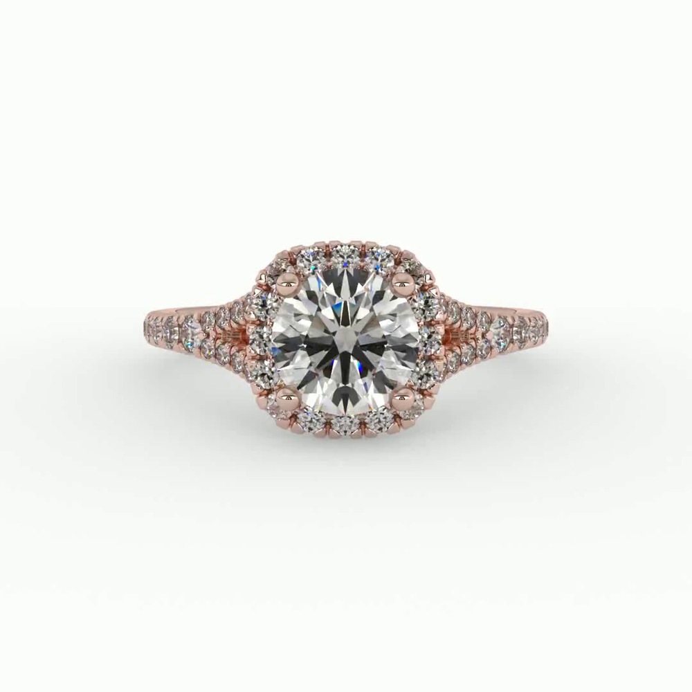 360 degree view of Grace Halo Engagement Ring