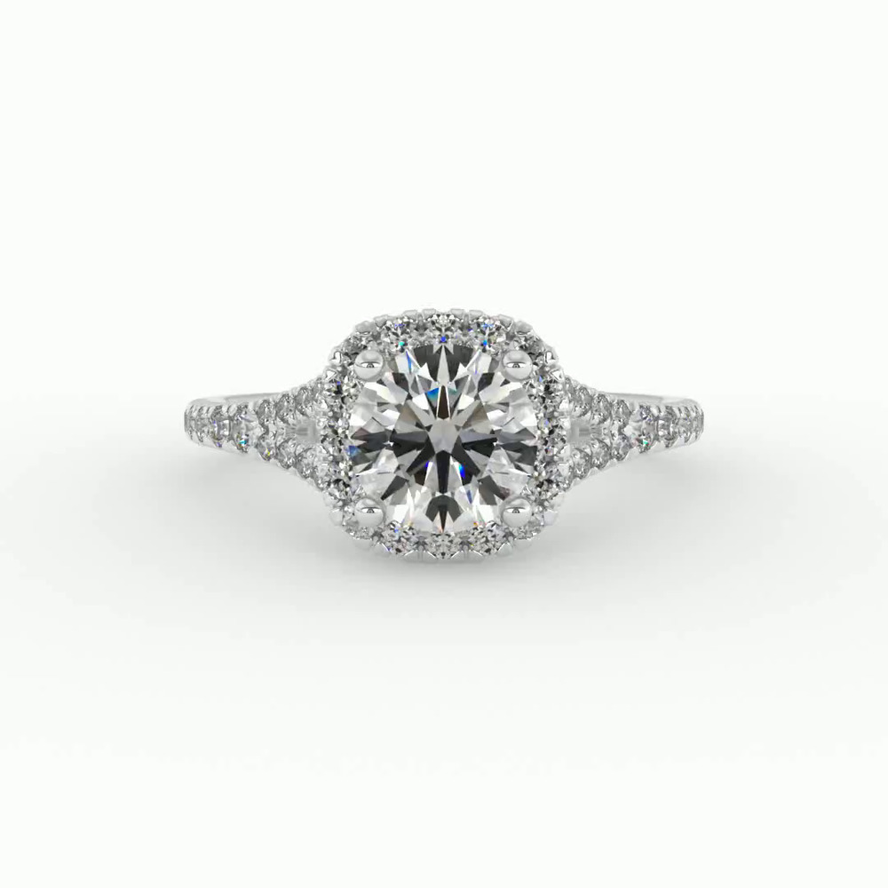 360 degree view of Grace Halo Engagement Ring