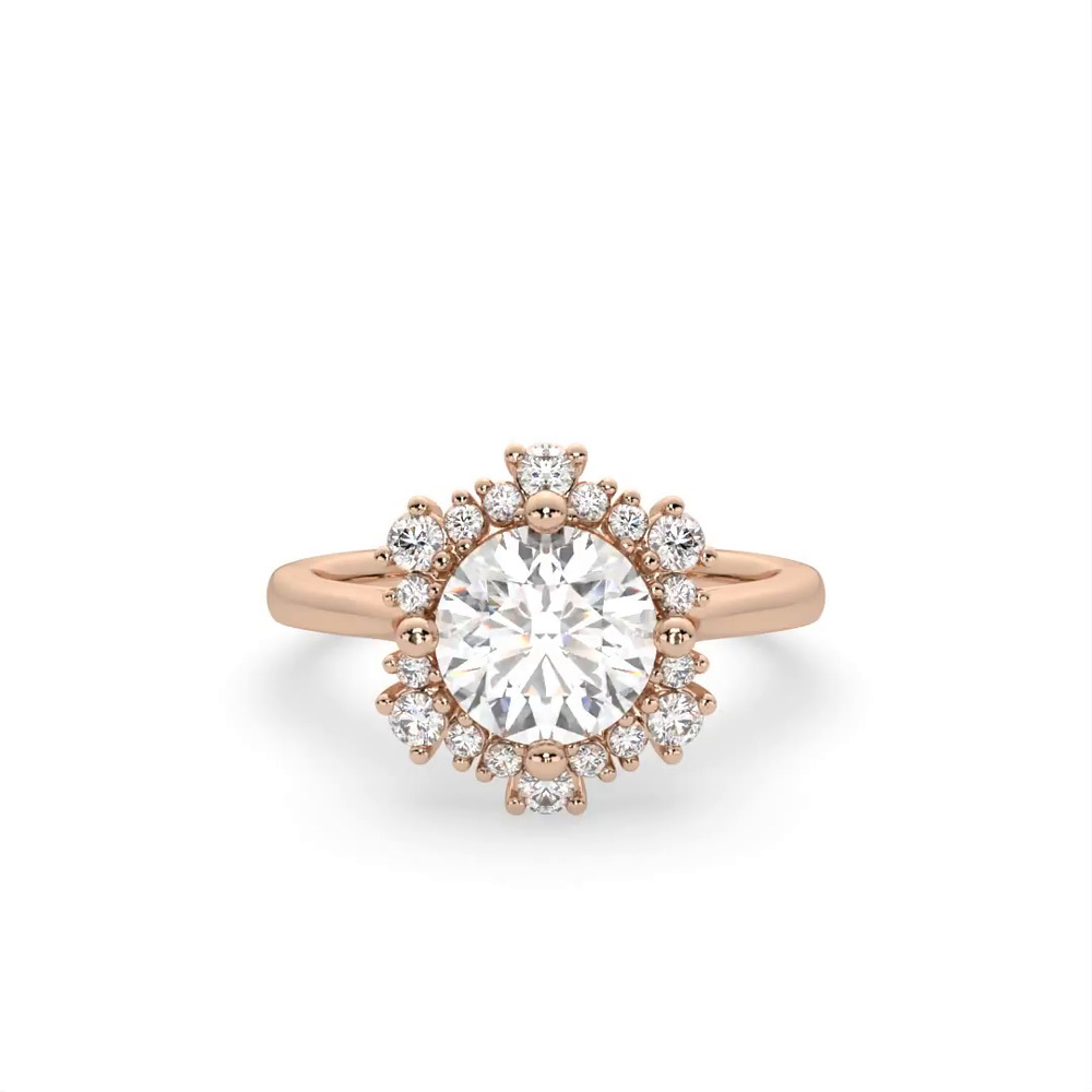 360 degree view of Stella Snowflake Halo Engagement Ring