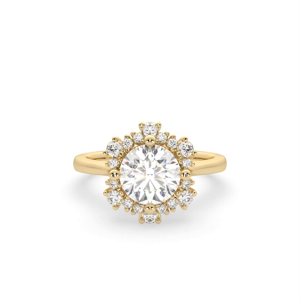 360 degree view of Stella Snowflake Halo Engagement Ring