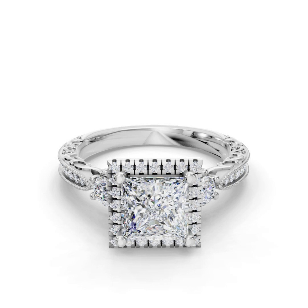 360 degree view of Winter Halo Engagement Ring