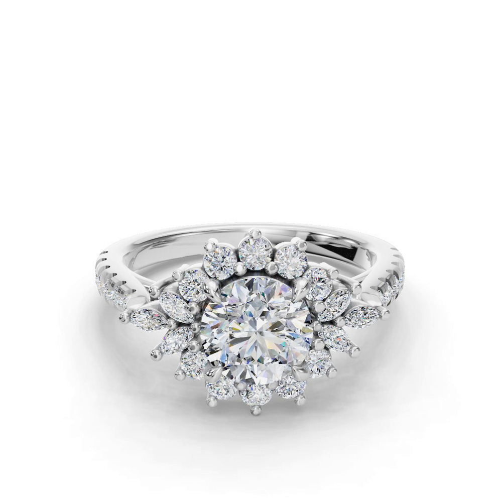 360 degree view of Michelle Round And Marquise Halo Engagement Ring