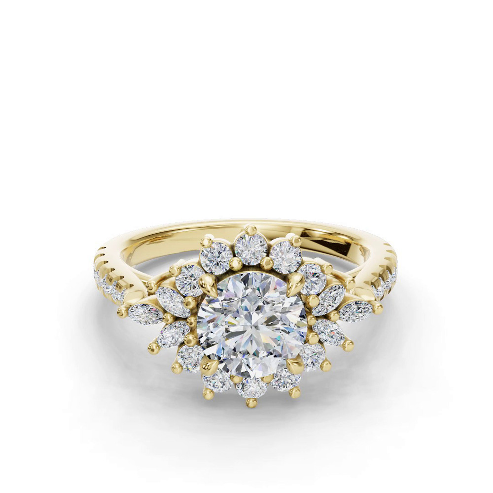 360 degree view of Michelle Round And Marquise Halo Engagement Ring