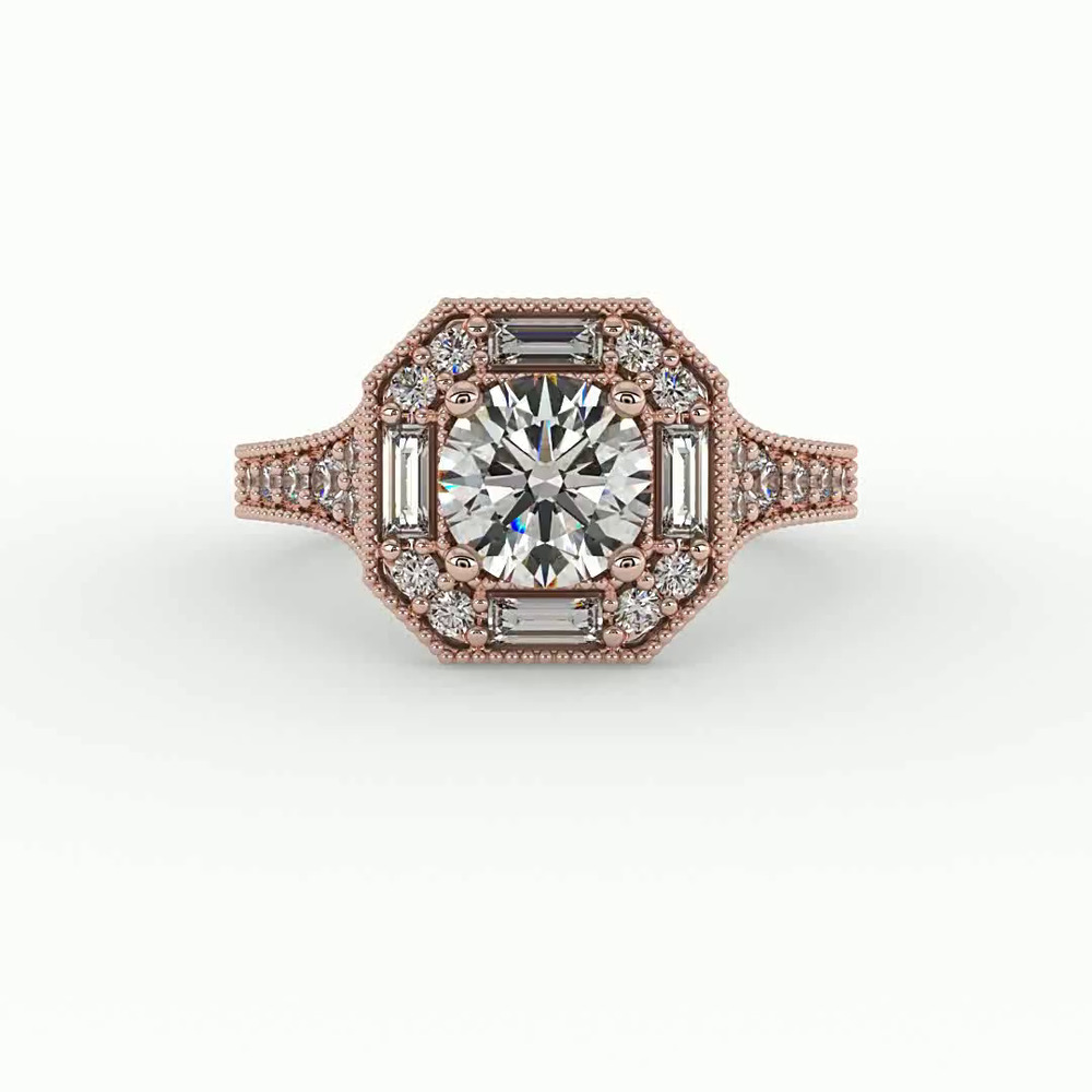 360 degree view of Willa Octagonal Halo Engagement Ring