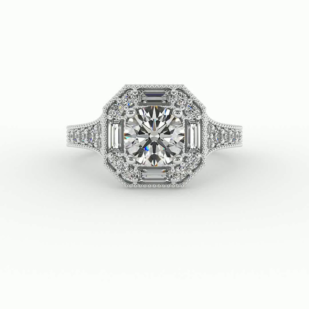 360 degree view of Willa Octagonal Halo Engagement Ring