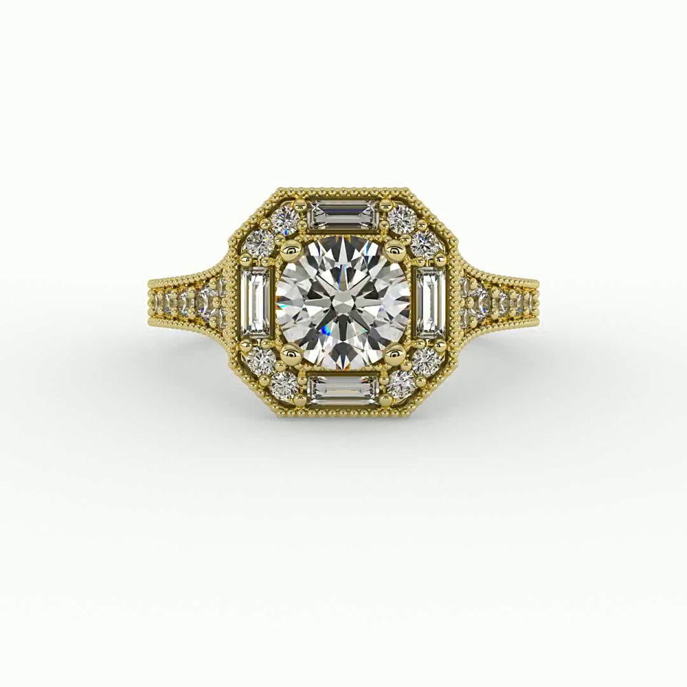 360 degree view of Willa Octagonal Halo Engagement Ring