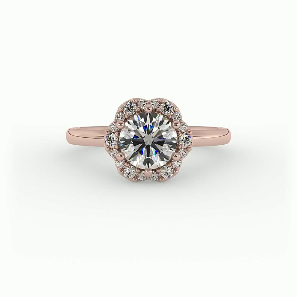 360 degree view of Samara Halo Engagement Ring