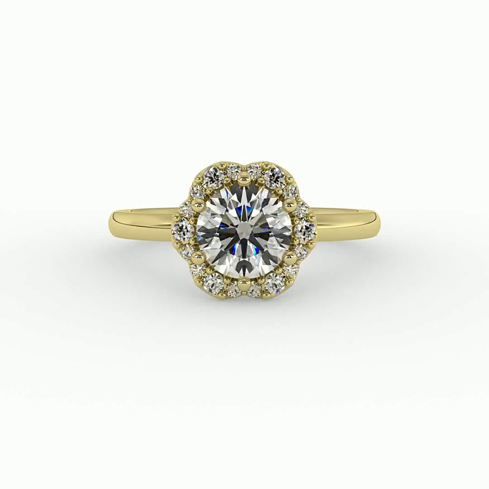360 degree view of Samara Halo Engagement Ring