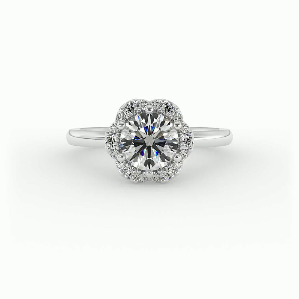 360 degree view of Samara Halo Engagement Ring