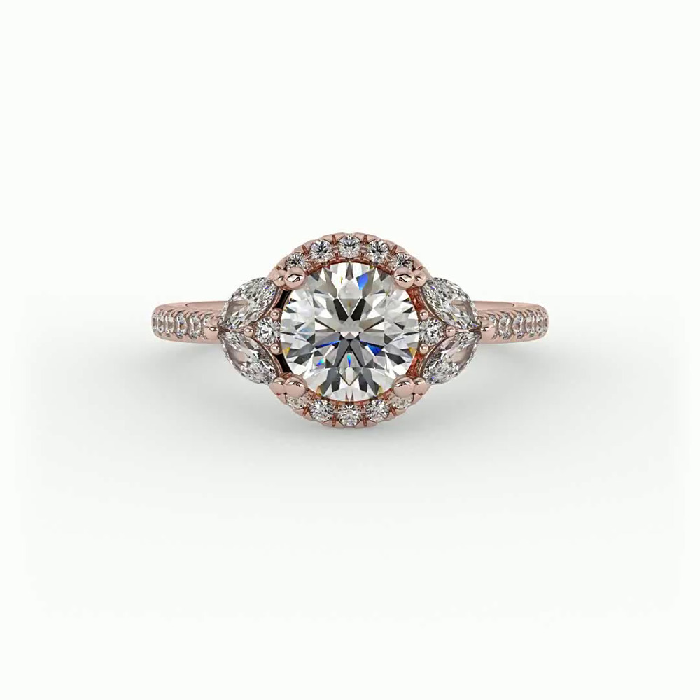 360 degree view of Dahlia Halo Engagement Ring