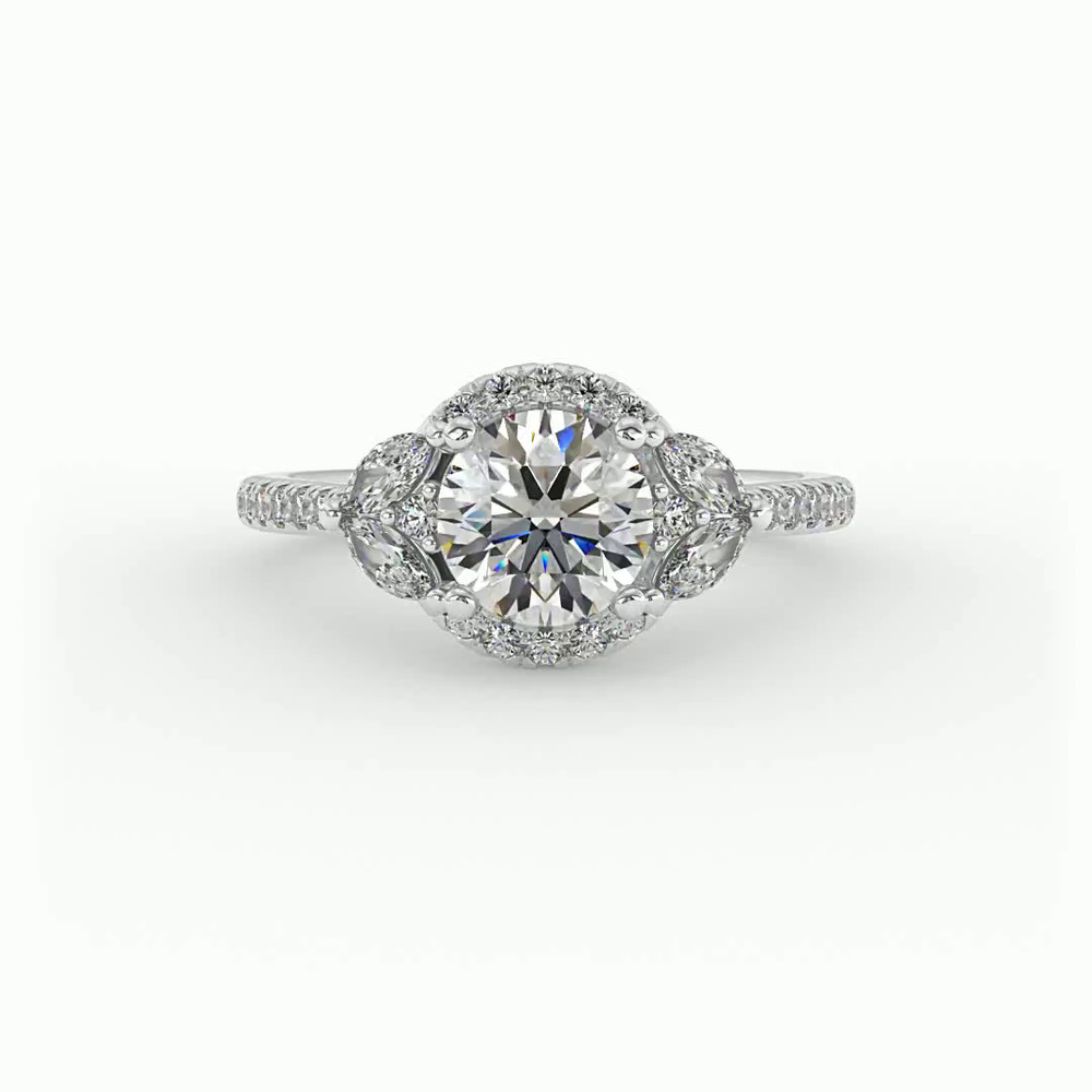 360 degree view of Dahlia Halo Engagement Ring