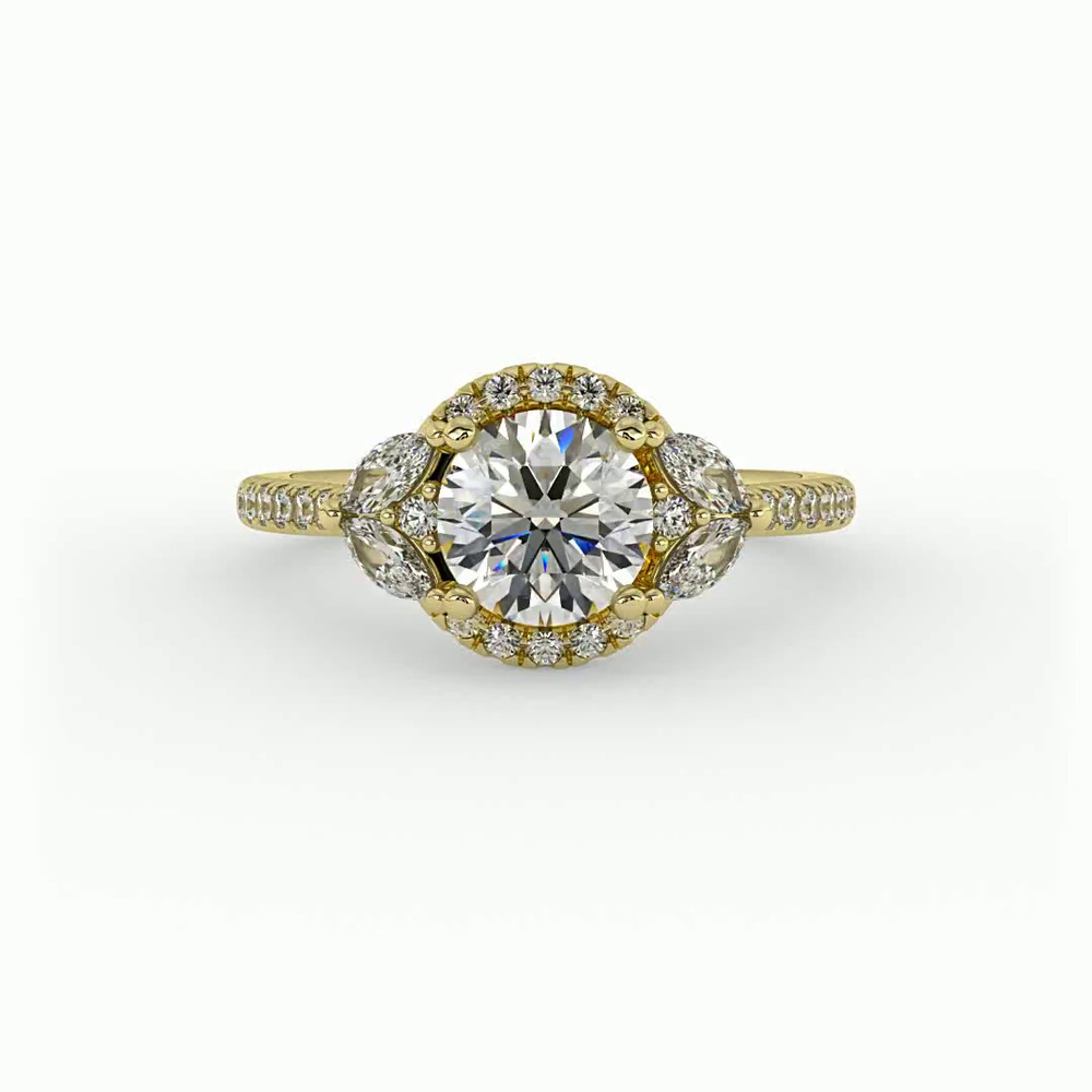 360 degree view of Dahlia Halo Engagement Ring