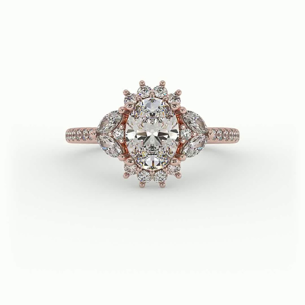 360 degree view of Celeste Halo Engagement Ring