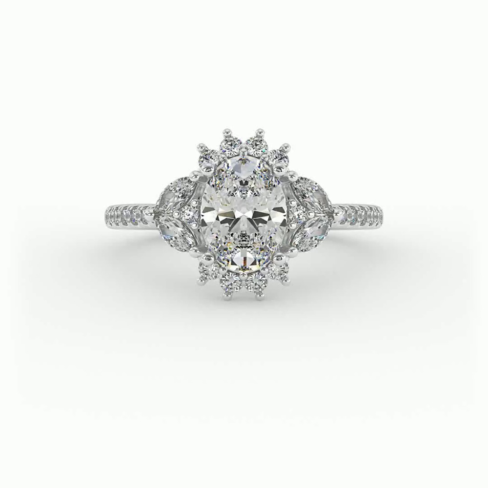 360 degree view of Celeste Halo Engagement Ring