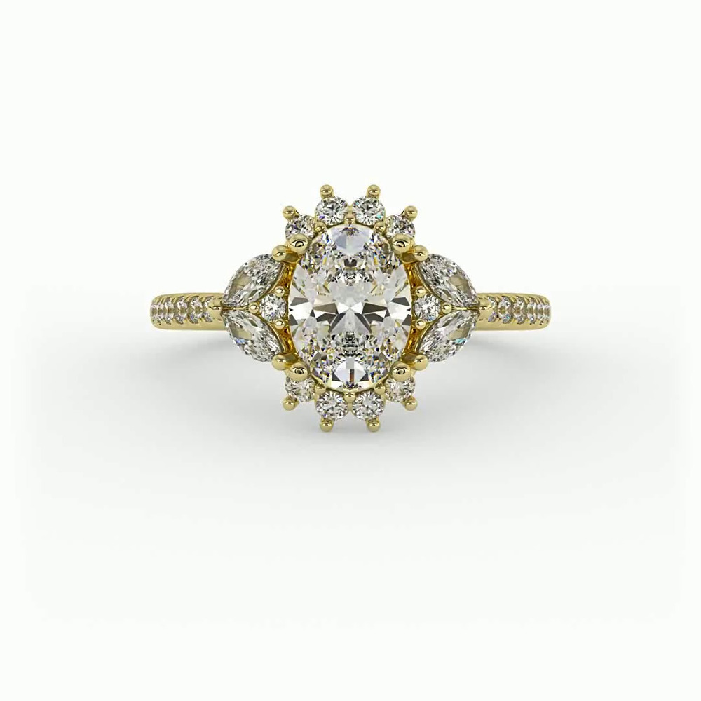 360 degree view of Celeste Halo Engagement Ring