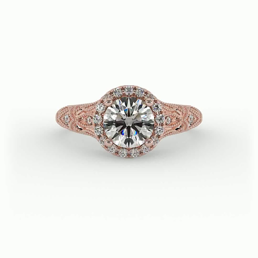 360 degree view of Rylie Halo Engagement Ring
