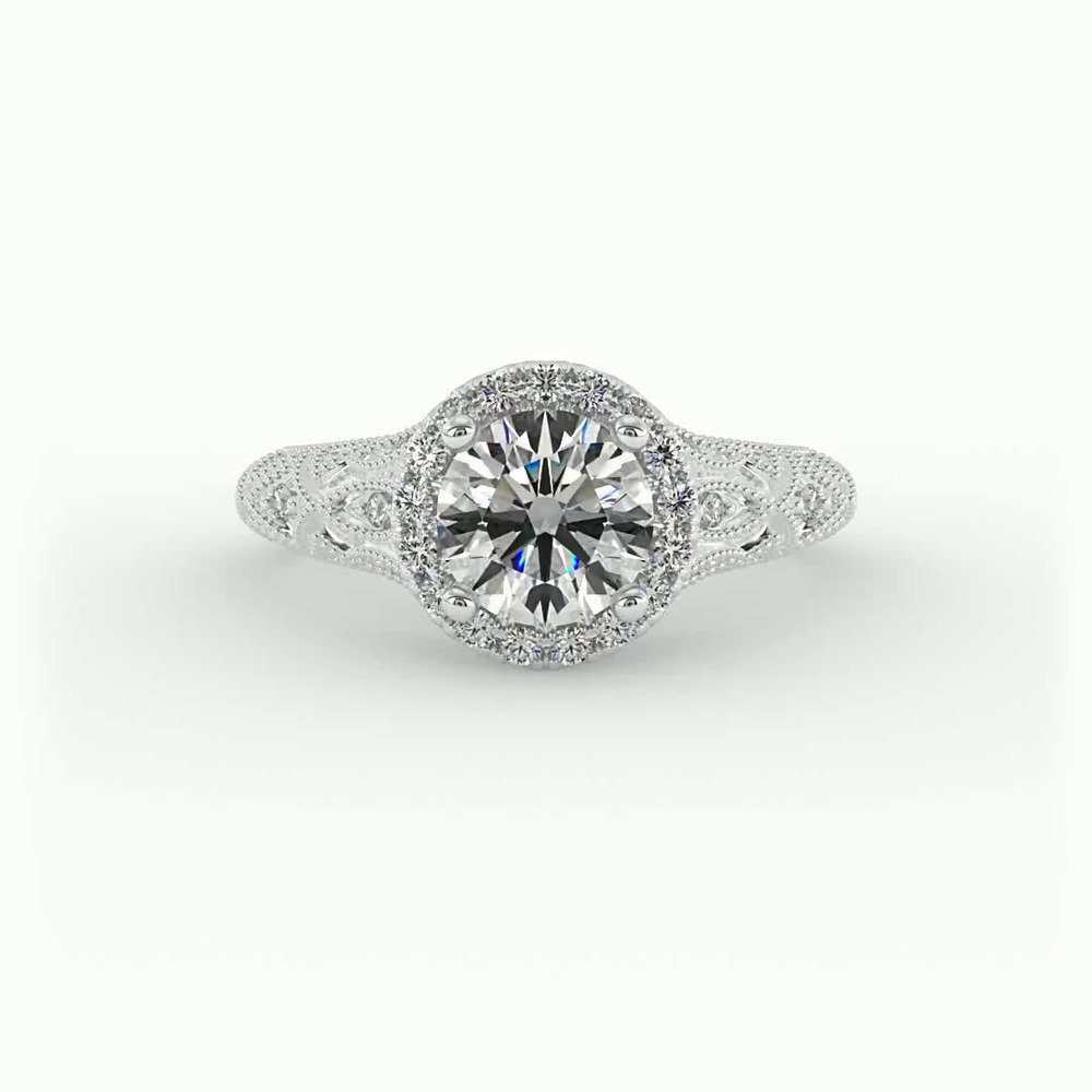 360 degree view of Rylie Halo Engagement Ring