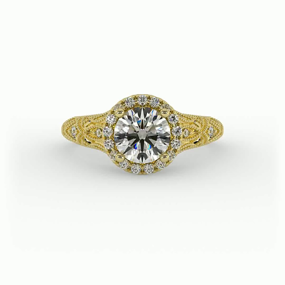 360 degree view of Rylie Halo Engagement Ring