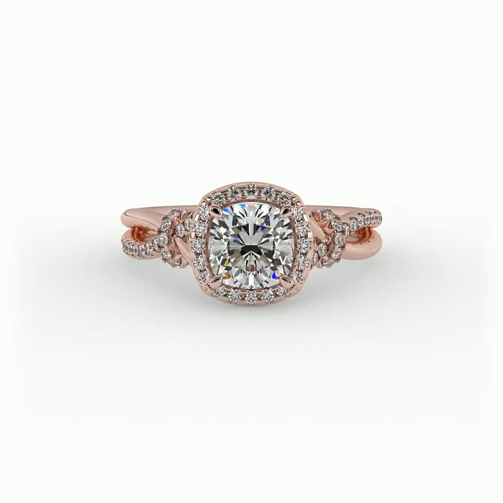 360 degree view of Adelynn Halo Engagement Ring
