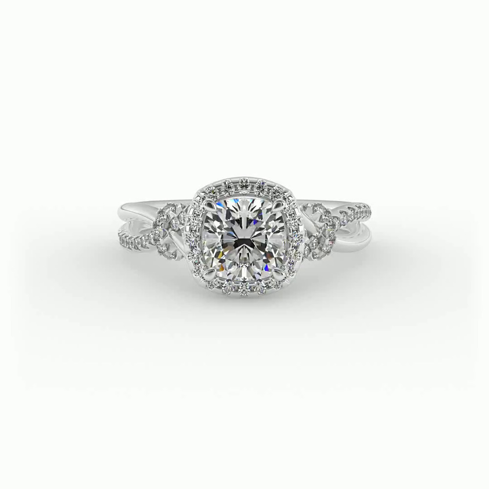 360 degree view of Adelynn Halo Engagement Ring