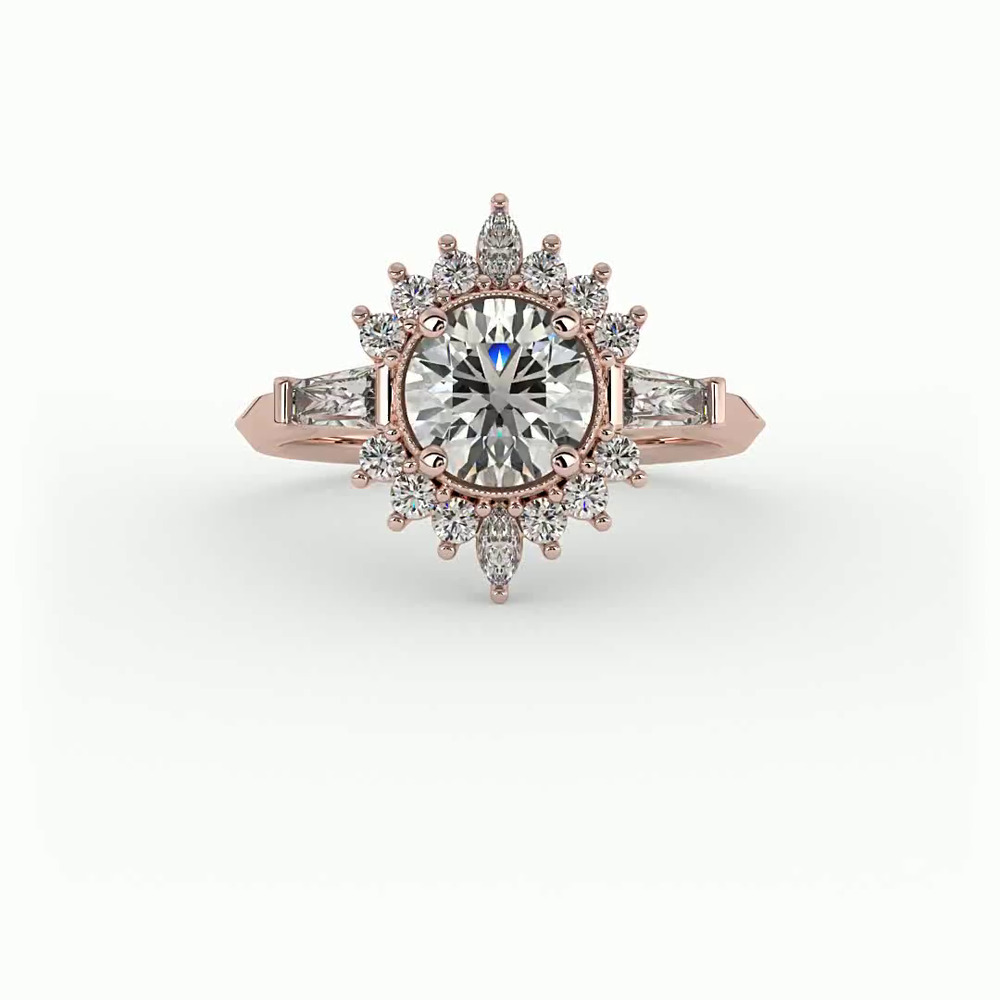 360 degree view of Gabrielle Halo Engagement Ring