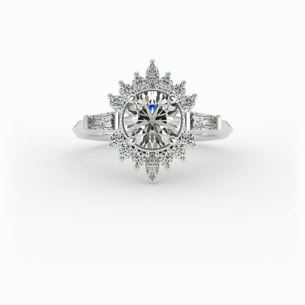 360 degree view of Gabrielle Halo Engagement Ring