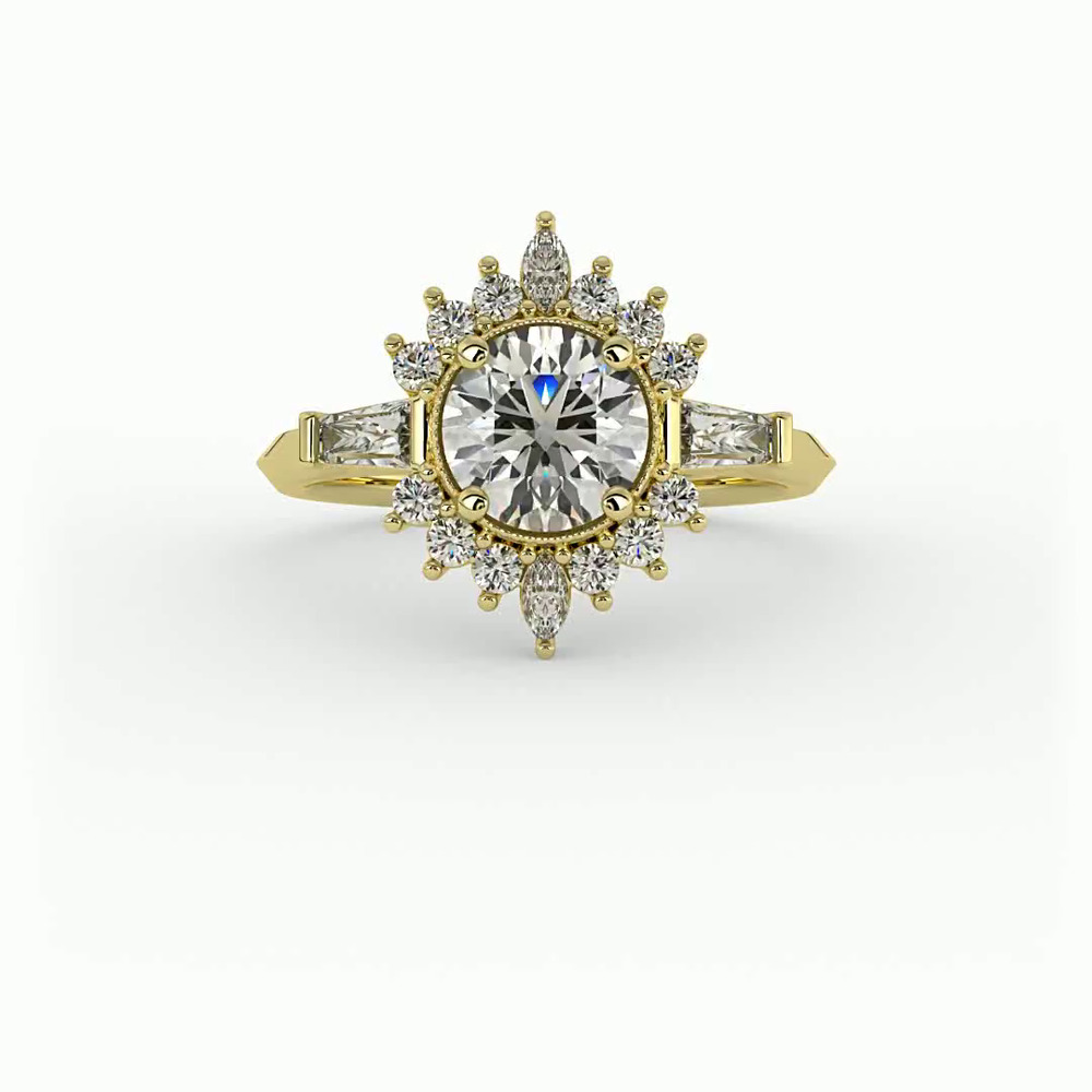 360 degree view of Gabrielle Halo Engagement Ring