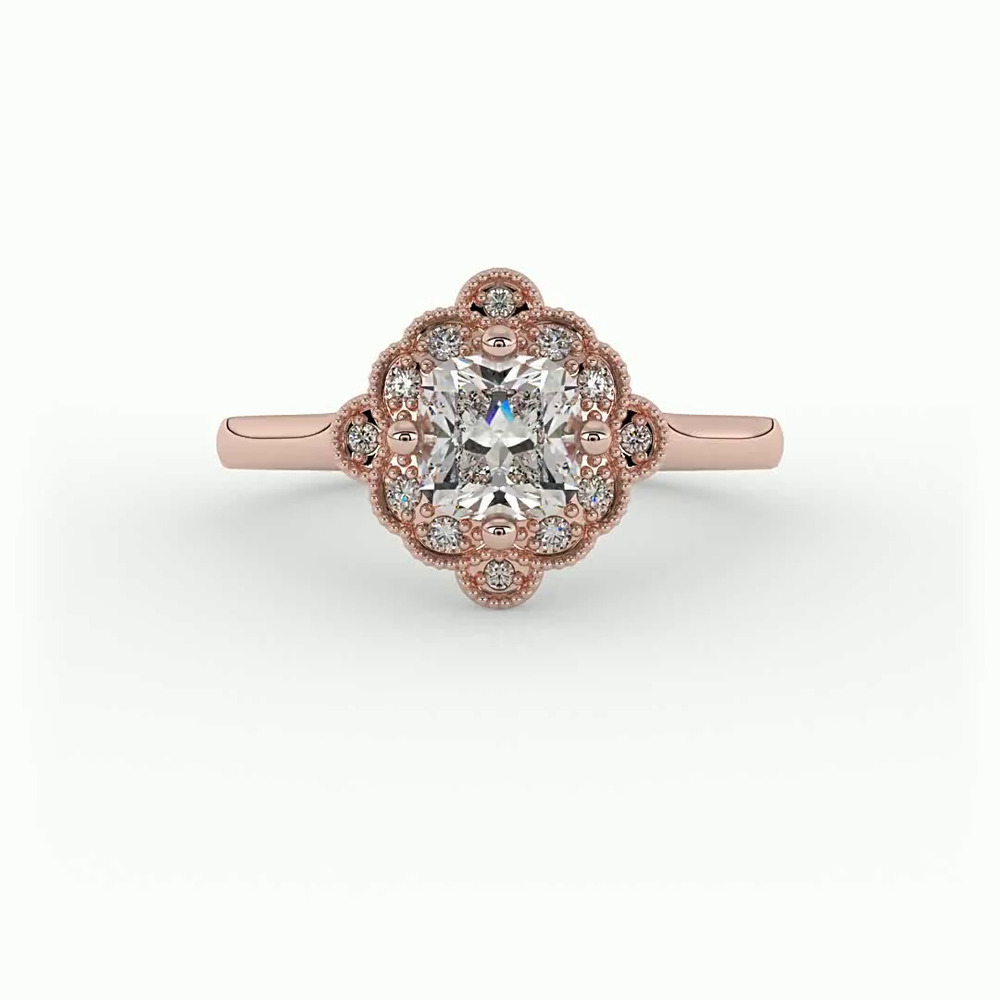 360 degree view of Brinley Halo Engagement Ring
