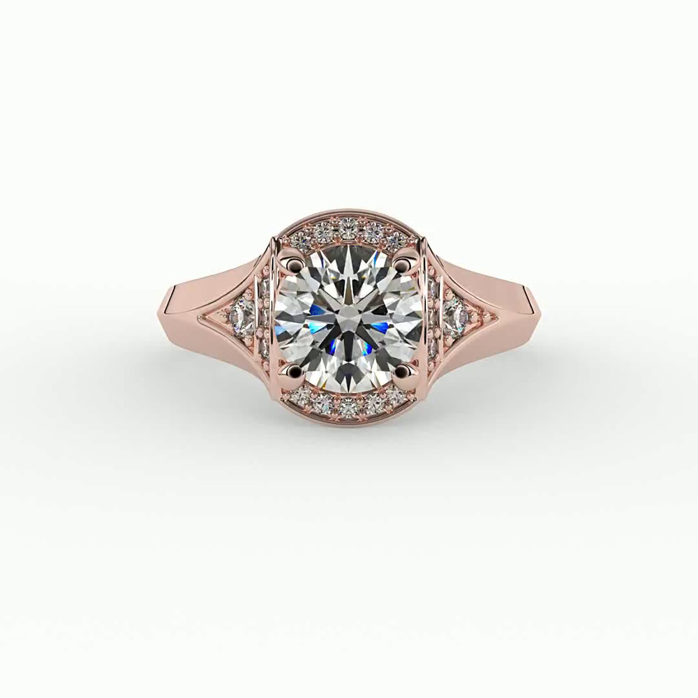 360 degree view of Aitana Halo Engagement Ring