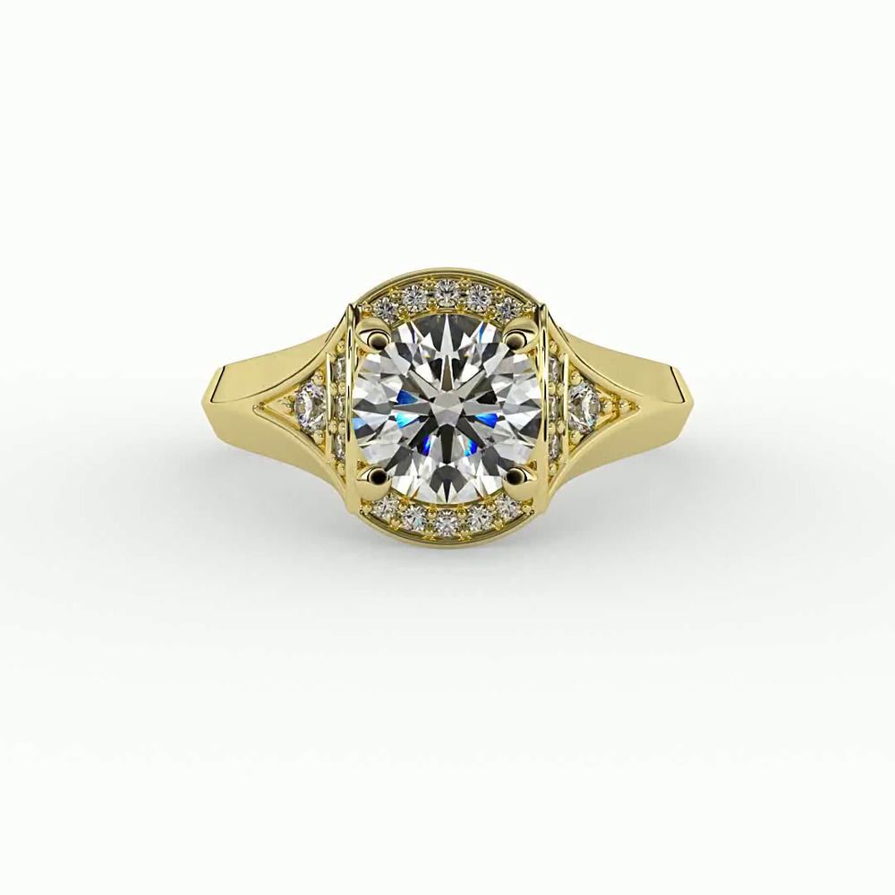 360 degree view of Aitana Halo Engagement Ring
