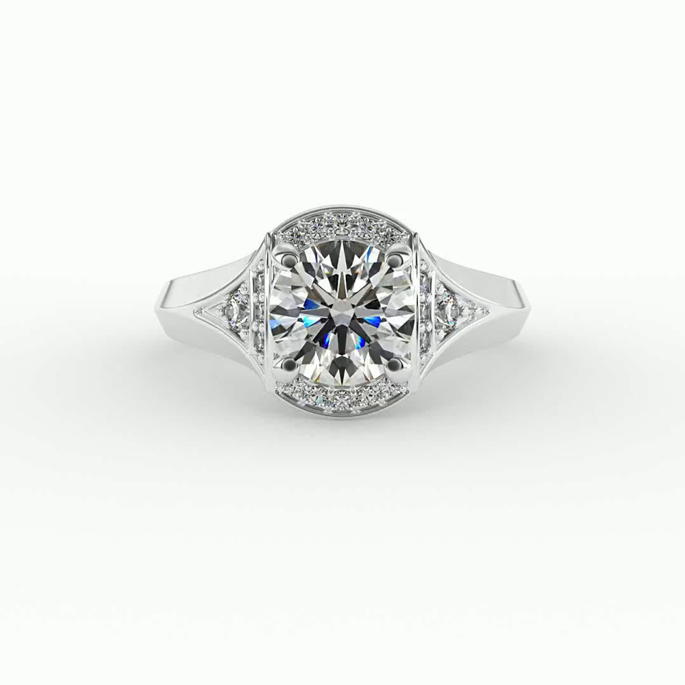 360 degree view of Aitana Halo Engagement Ring