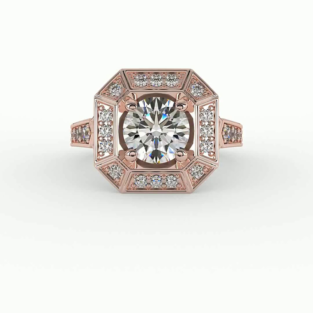 360 degree view of Alessandra Halo Engagement Ring