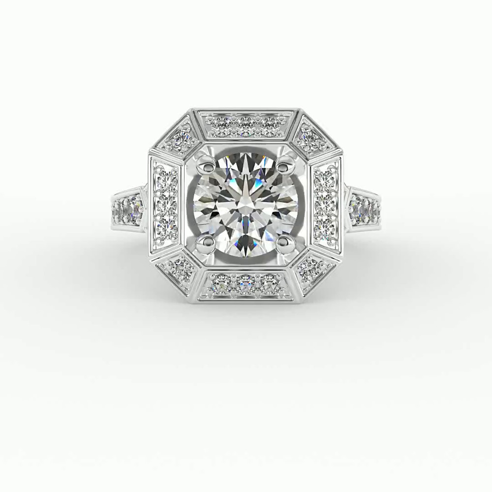 360 degree view of Alessandra Halo Engagement Ring