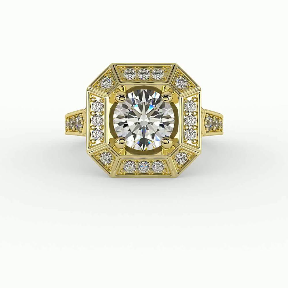 360 degree view of Alessandra Halo Engagement Ring