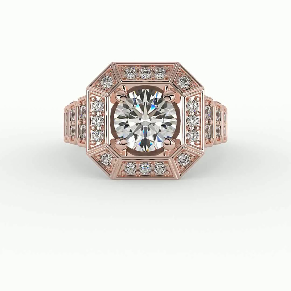 360 degree view of Leyla Halo Engagement Ring