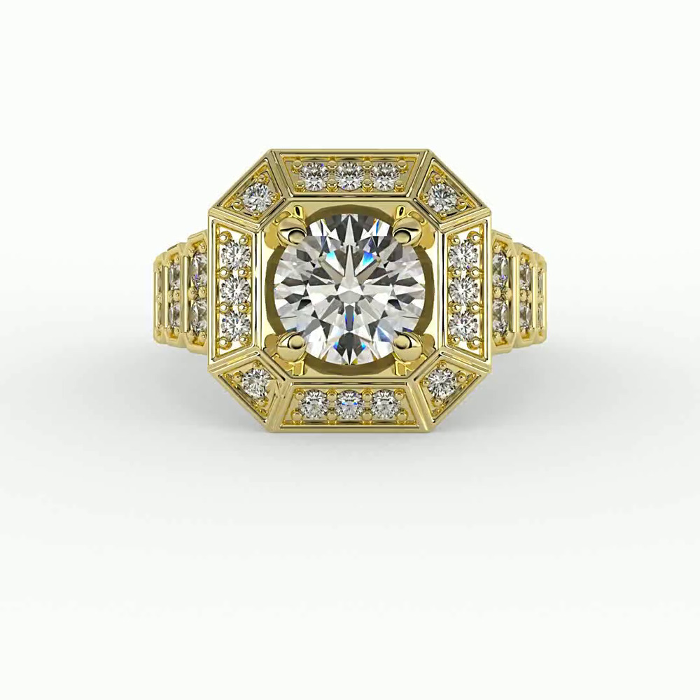 360 degree view of Leyla Halo Engagement Ring