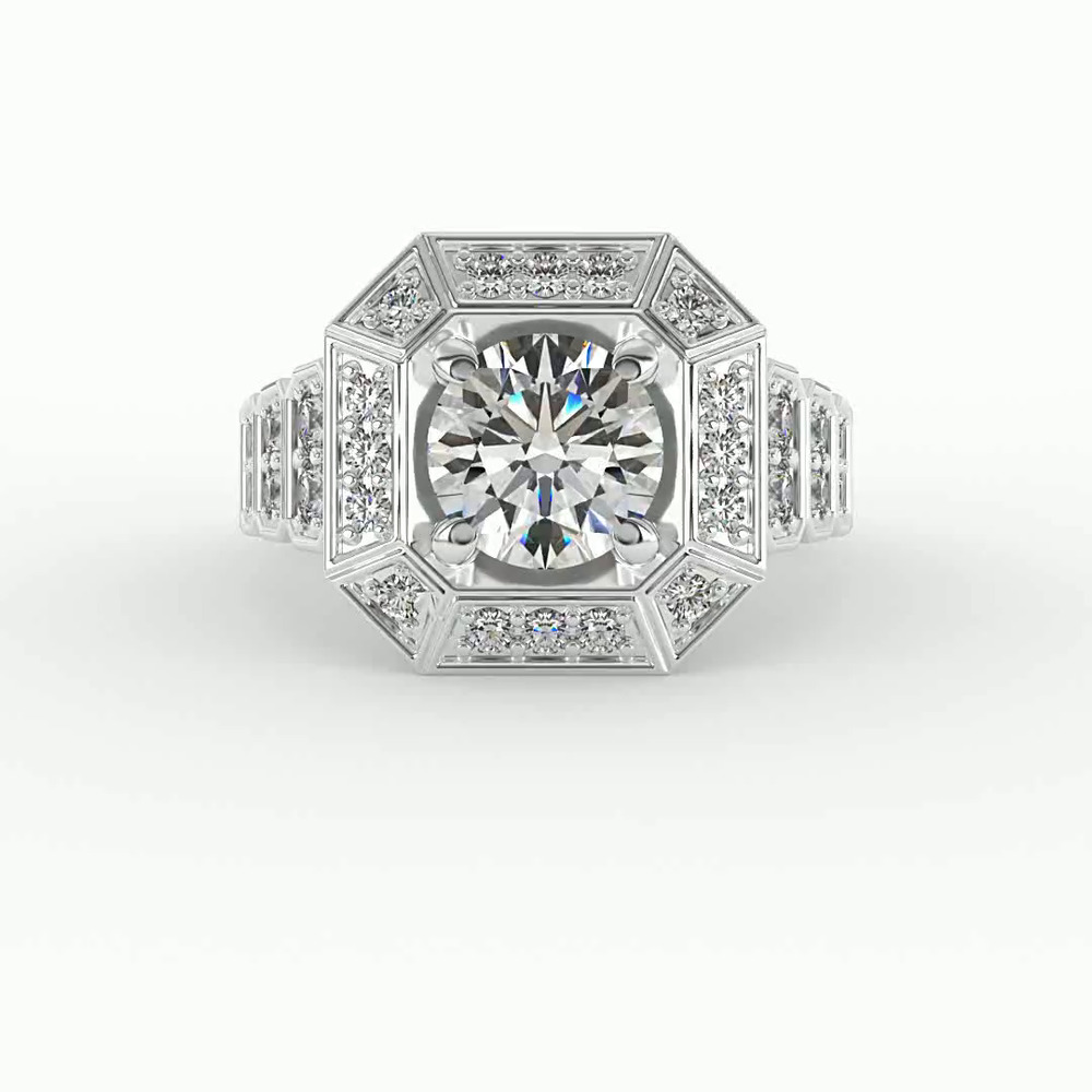 360 degree view of Leyla Halo Engagement Ring