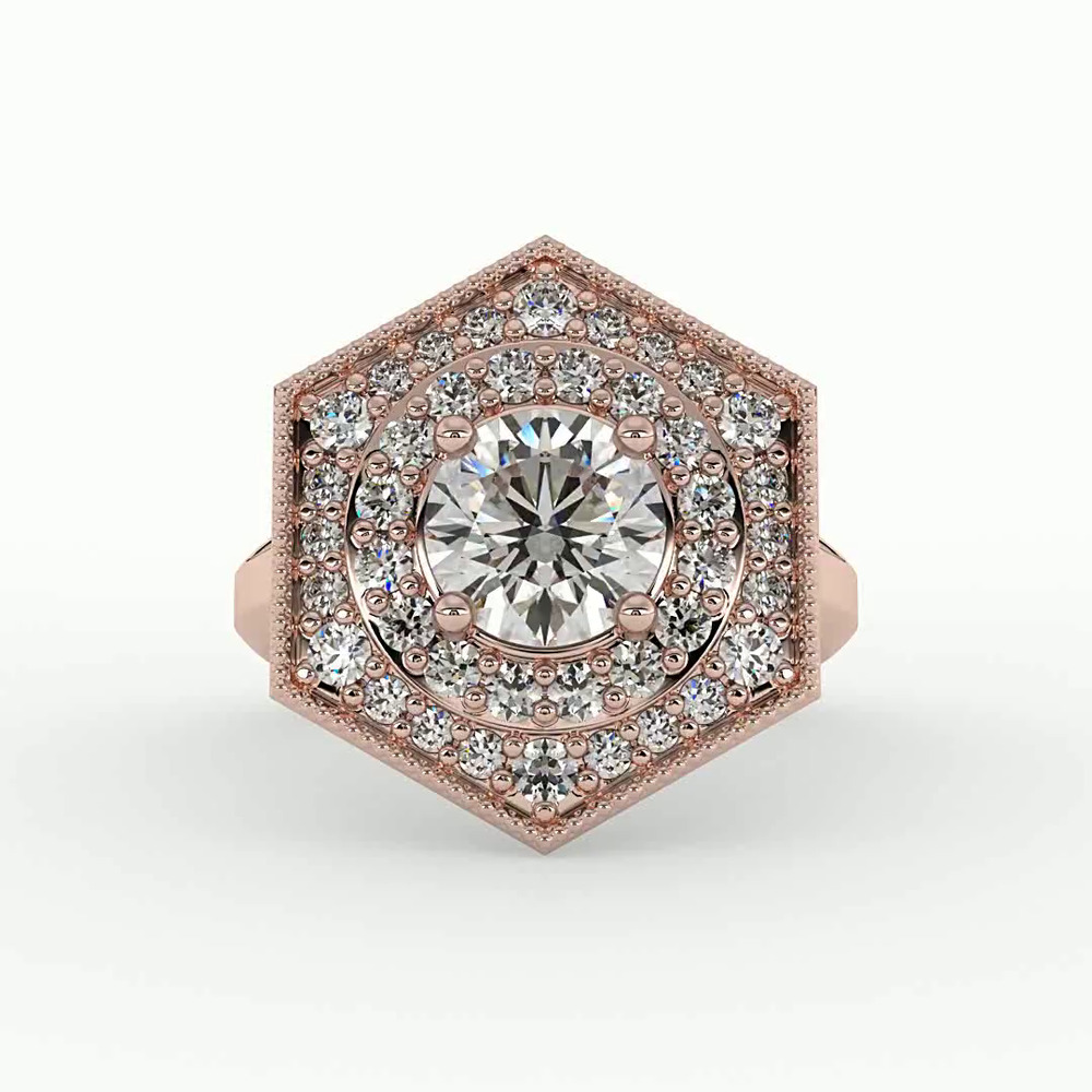 360 degree view of Raelyn Halo Engagement Ring
