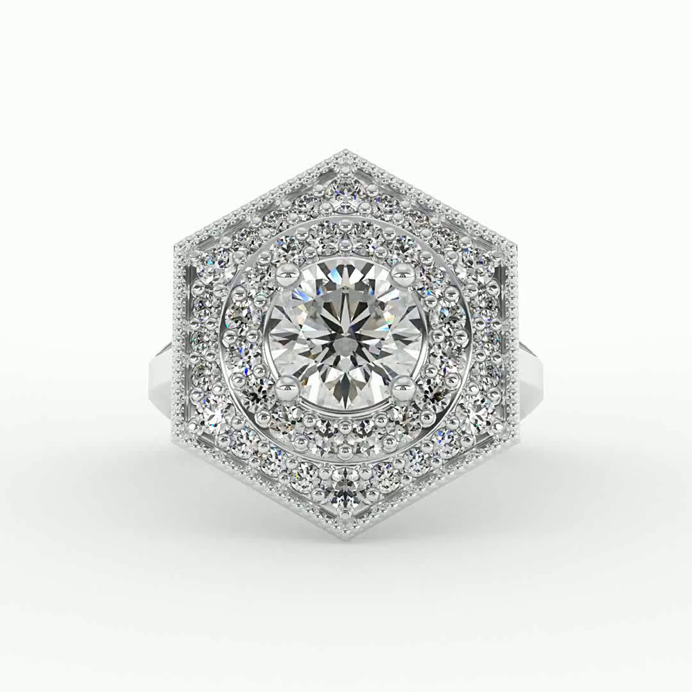 360 degree view of Raelyn Halo Engagement Ring