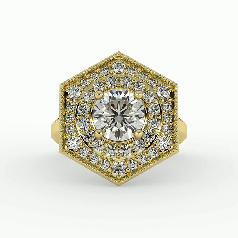 360 degree view of Raelyn Halo Engagement Ring