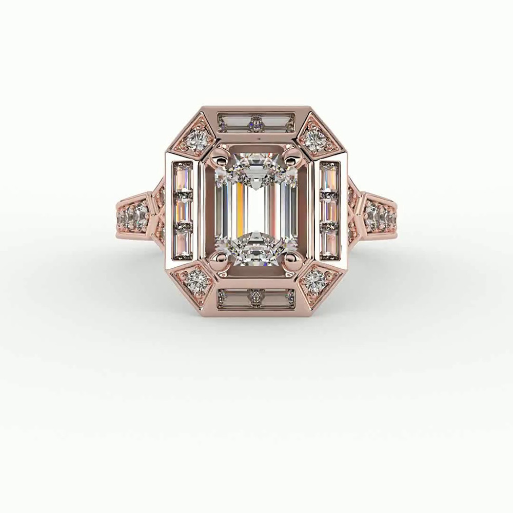 360 degree view of Elle Halo Engagement Ring